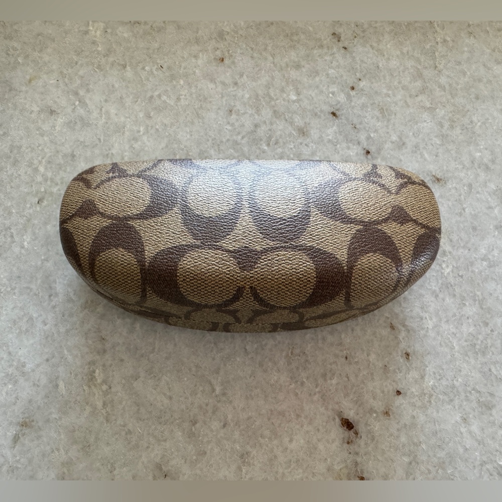 COACH Hard Shell Hinged Glass Eyeglass Sunglass Case Brown Tan Signature…